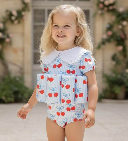 Little Soleil Floatsuit | Blue Cherry Collar