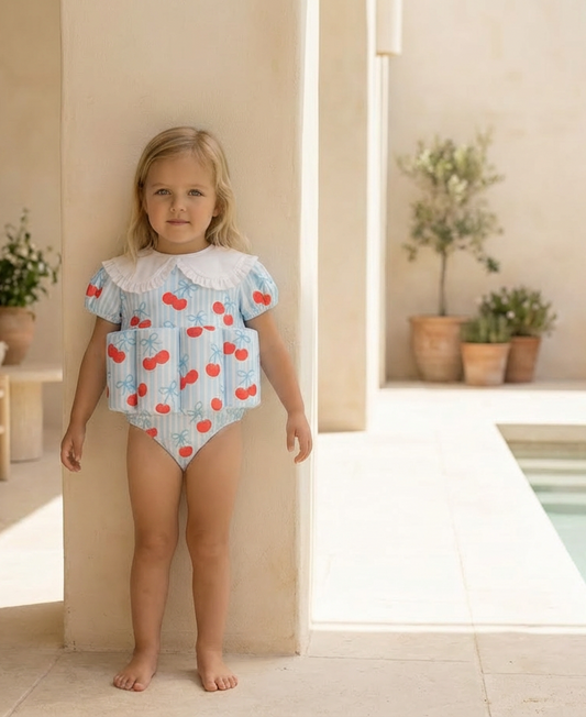 Little Soleil Floatsuit | Blue Cherry Collar