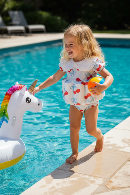 Little Soleil Floatsuit | Blue Cherry Collar