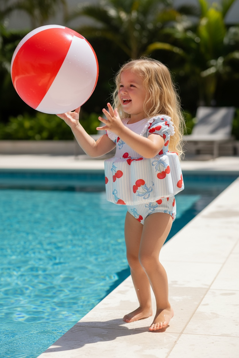 Little Soleil Floatsuit | Blue Cherry Collar