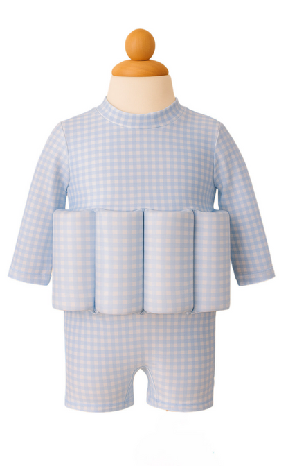 Blue Check Long Sleeve Floatsuit