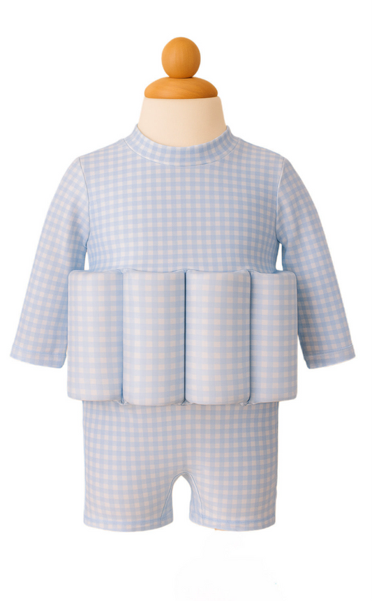 Blue Check Long Sleeve Floatsuit