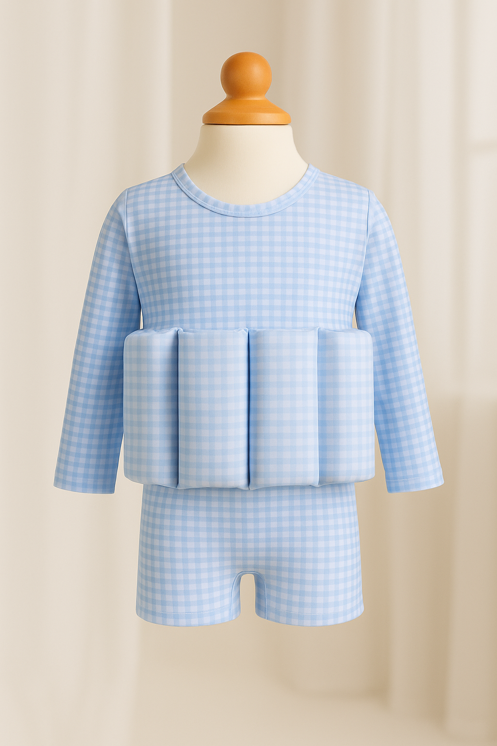 Blue Check Long Sleeve Floatsuit